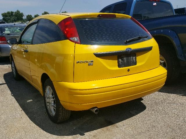 1FAFP31N47W184938 - 2007 FORD FOCUS ZX3 YELLOW photo 3