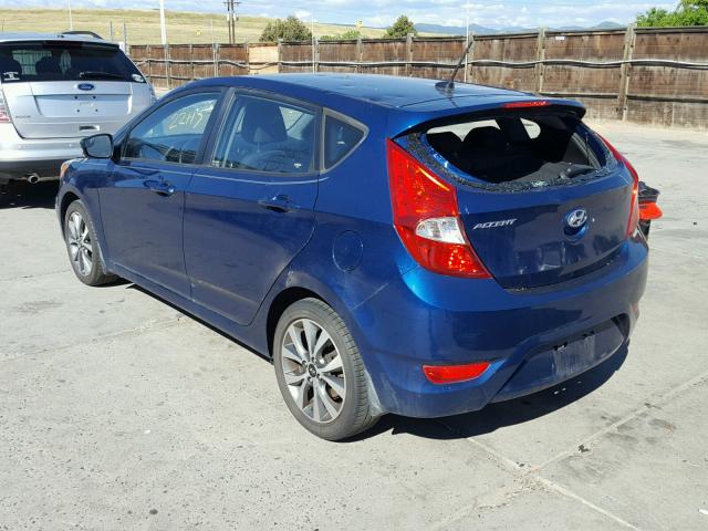 KMHCU5AE5GU265438 - 2016 HYUNDAI ACCENT SPO BLUE photo 3