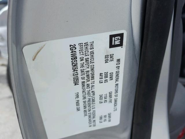 2G4WB52K641310594 - 2004 BUICK REGAL LS 银色 照片 10