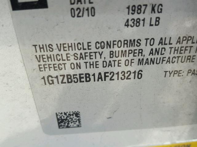 1G1ZB5EB1AF213216 - 2010 CHEVROLET MALIBU LS Gümüş foto 10