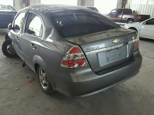 KL1TD56617B111754 - 2007 CHEVROLET AVEO BASE Szary zdjęcie 3