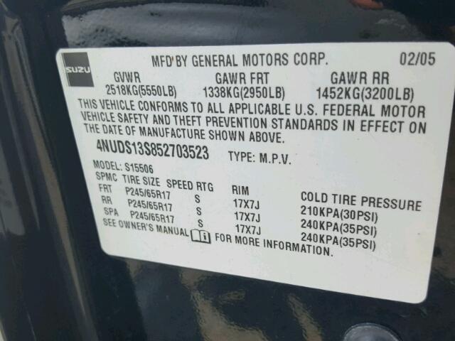 4NUDS13S852703523 - 2005 ISUZU ASCENDER S 黑色 照片 10