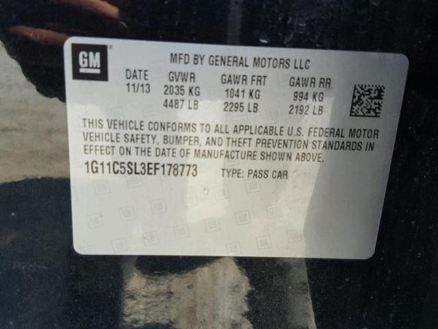 1G11C5SL3EF178773 - 2014 CHEVROLET MALIBU 1LT BLACK photo 10