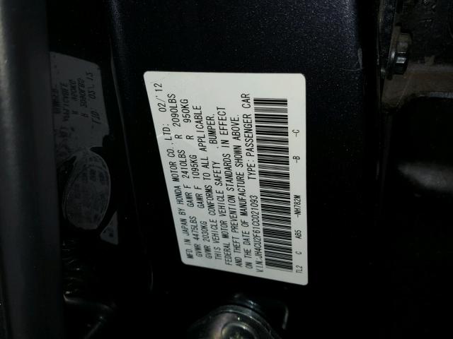JH4CU2F61CC021093 - 2012 ACURA TSX TECH CHARCOAL photo 10