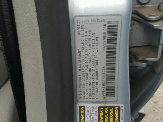 WVWRH63B24P245069 - 2004 VOLKSWAGEN PASSAT GLX 蓝色 照片 10