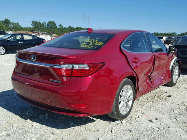 JTHBW1GG7F2092364 - 2015 LEXUS ES 300H RED photo 4