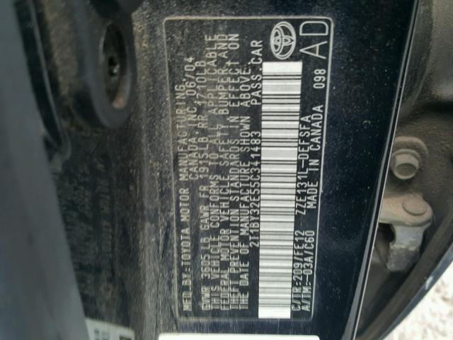 2T1BY32E55C341483 - 2005 TOYOTA COROLLA XR 黑色 照片 10