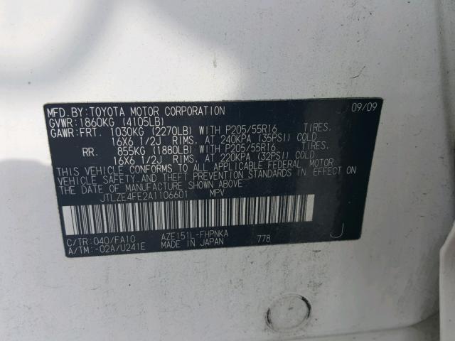 JTLZE4FE2A1106601 - 2010 TOYOTA SCION XB Ağ foto 10