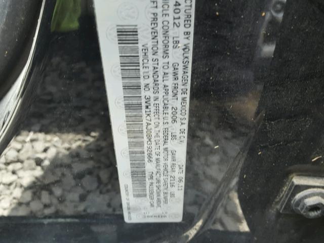 3VW1K7AJ0BM392666 - 2011 VOLKSWAGEN JETTA BASE 黑色 照片 10