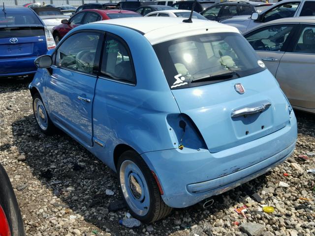 3C3CFFCR9ET269248 - 2014 FIAT 500 LOUNGE BLUE photo 3