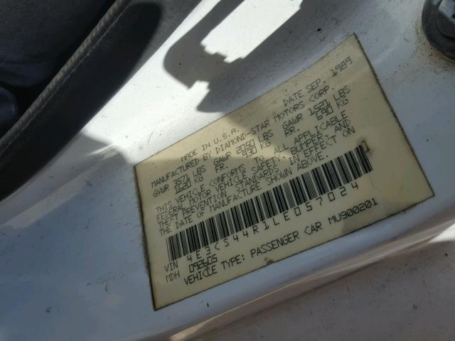 4E3CS44R1LE057024 - 1990 EAGLE TALON WHITE photo 10