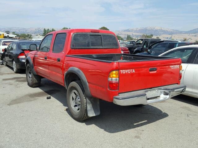 5TEGN92N54Z370668 - 2004 TOYOTA TACOMA DOU RED photo 3