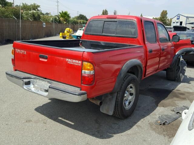 5TEGN92N54Z370668 - 2004 TOYOTA TACOMA DOU RED photo 4