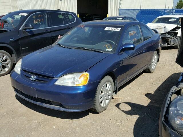 1HGEM22911L811678 - 2001 HONDA CIVIC SI BLUE photo 2