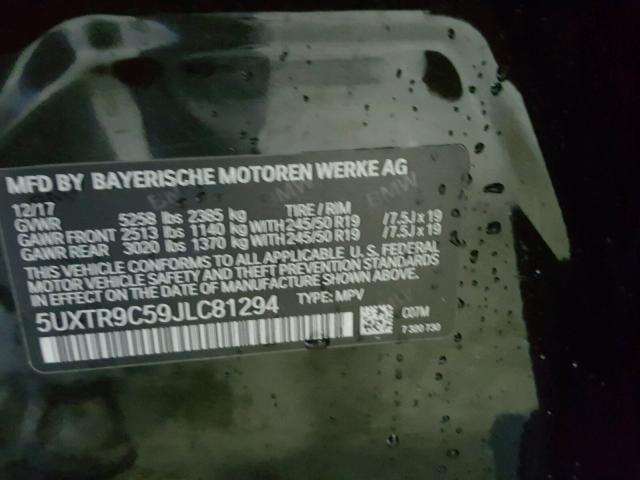 5UXTR9C59JLC81294 - 2018 BMW X3 XDRIVEM GREEN photo 10