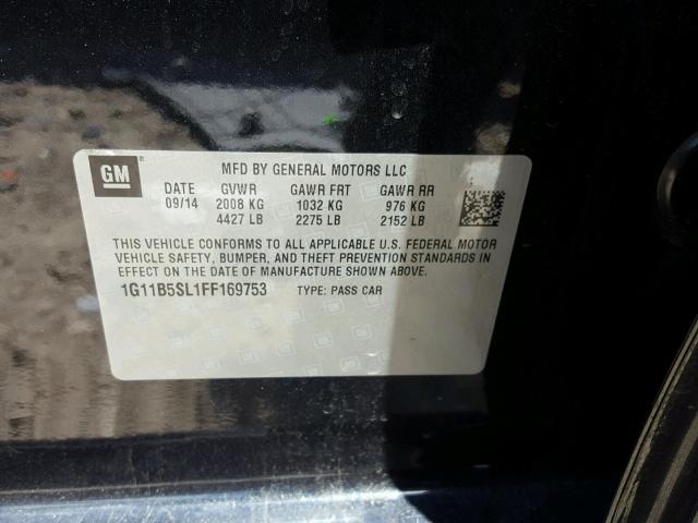 1G11B5SL1FF169753 - 2015 CHEVROLET MALIBU LS Qara foto 10