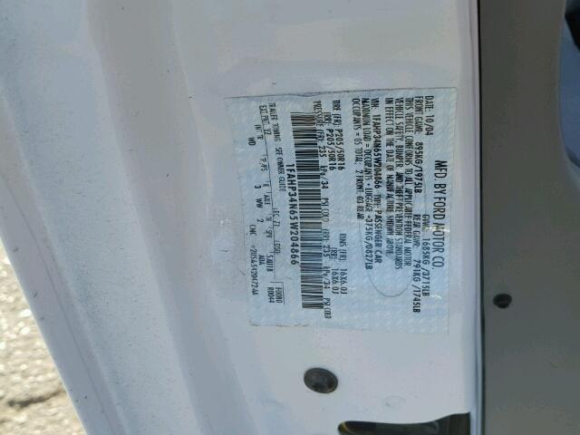 1FAHP34N65W204866 - 2005 FORD FOCUS ZX4 WHITE photo 10