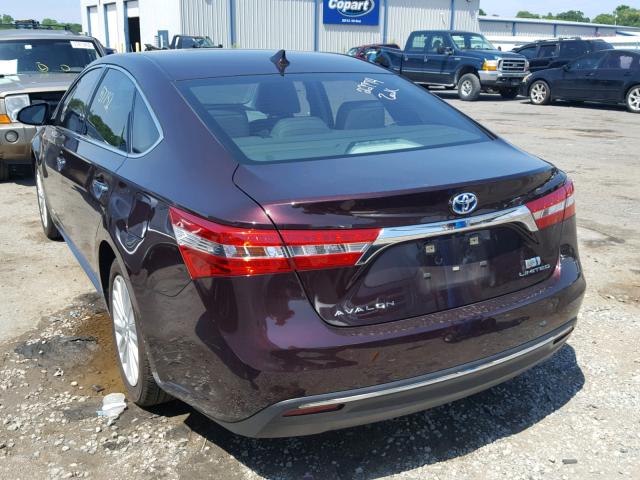 4T1BD1EB4DU007072 - 2013 TOYOTA AVALON HYB PURPLE photo 3