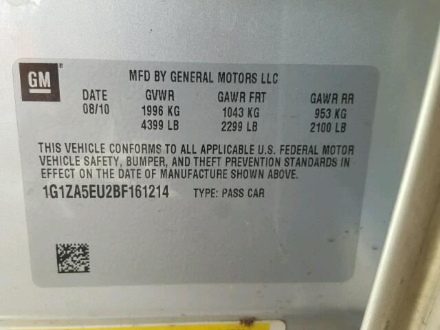 1G1ZA5EU2BF161214 - 2011 CHEVROLET MALIBU LS SILVER photo 10