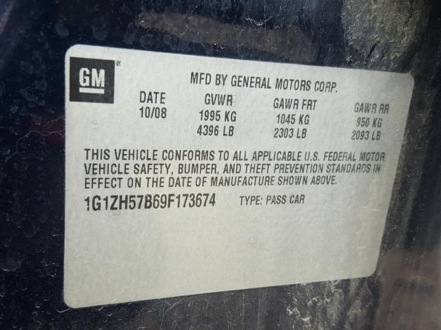 1G1ZH57B69F173674 - 2009 CHEVROLET MALIBU 1LT 蓝色 照片 10