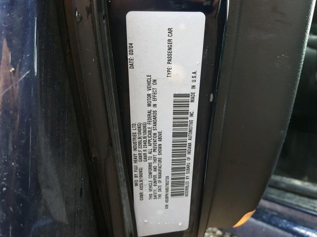 4S3BP616857302726 - 2005 SUBARU LEGACY 2.5 BLUE photo 10