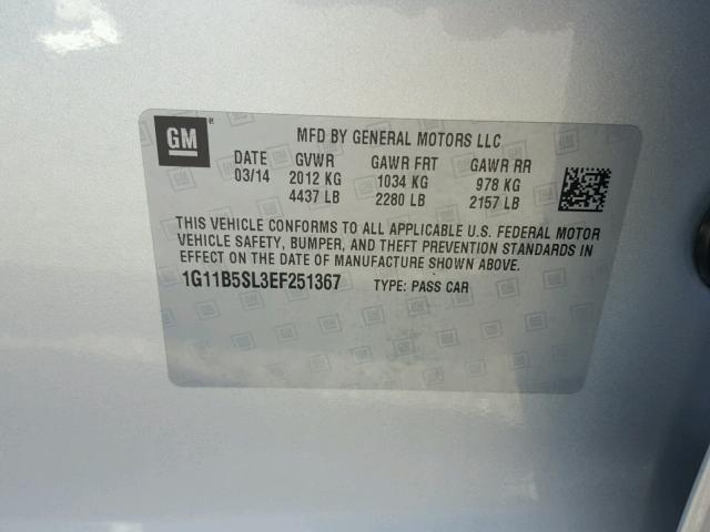 1G11B5SL3EF251367 - 2014 CHEVROLET MALIBU LS Gümüş foto 10