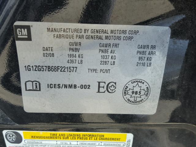 1G1ZG57B68F221577 - 2008 CHEVROLET MALIBU LS Qara foto 10