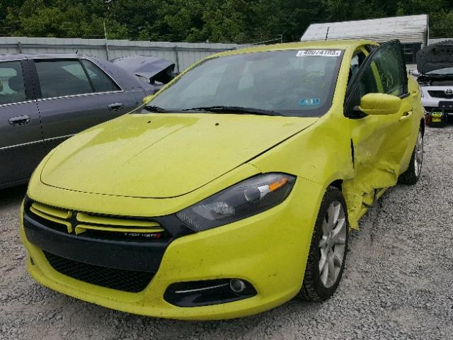 1C3CDFBA4DD107601 - 2013 DODGE DART SXT YELLOW photo 2