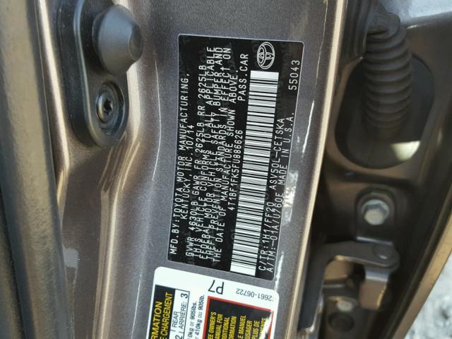 4T1BF1FK5FU886626 - 2015 TOYOTA CAMRY LE 灰色 照片 10