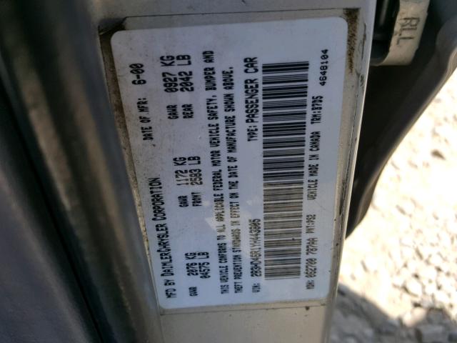 2B3HD46R1YH443805 - 2000 DODGE INTREPID GRAY photo 10