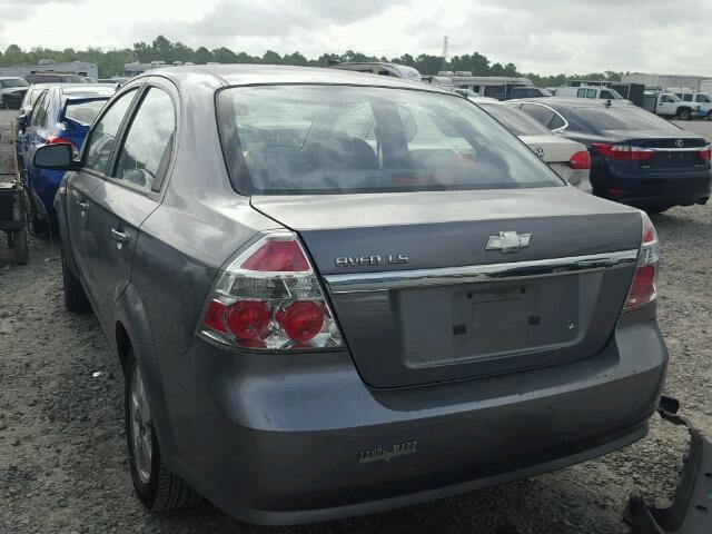 KL1TD56668B010162 - 2008 CHEVROLET AVEO BASE Сұр фото 3