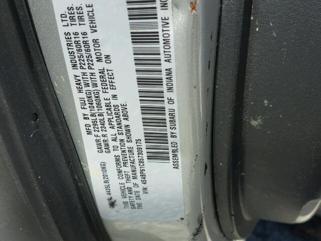 4S4BP61C857309175 - 2005 SUBARU LEGACY OUT SILVER photo 10