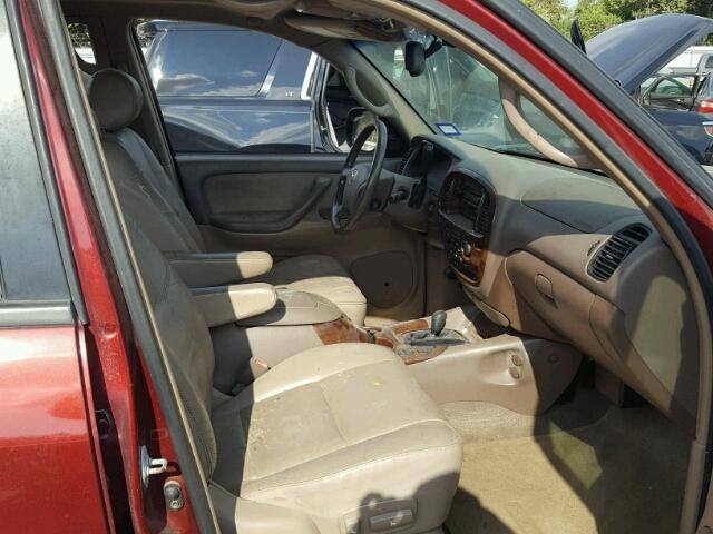 5TDBT44A54S216553 - 2004 TOYOTA SEQUOIA SR MAROON photo 5