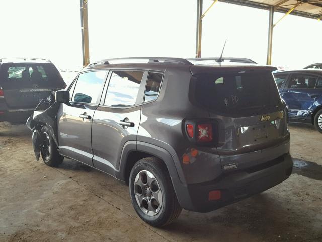 ZACCJAAT6GPE37854 - 2016 JEEP RENEGADE S GRAY photo 3