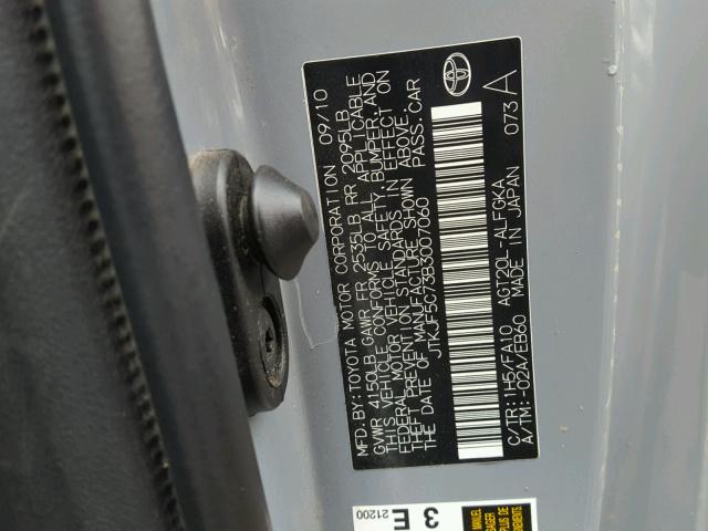 JTKJF5C73B3007060 - 2011 TOYOTA SCION TC 灰色 照片 10