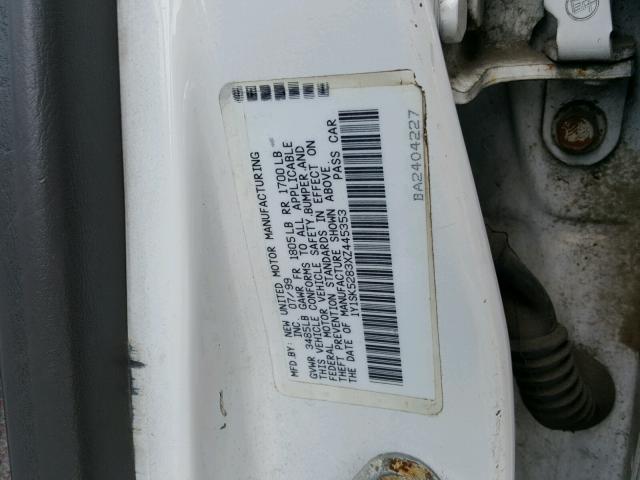 1Y1SK5283XZ445353 - 1999 CHEVROLET GEO PRIZM WHITE photo 10