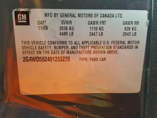 2G4WD582491233278 - 2009 BUICK LACROSSE C GRAY photo 10