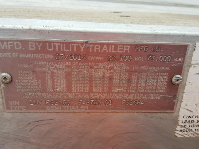 1UYFS2483FA278301 - 2015 UTILITY TRAILER SILVER photo 10