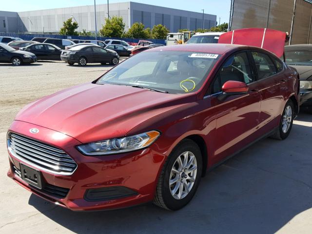 3FA6P0G74GR134874 - 2016 FORD FUSION S RED photo 2