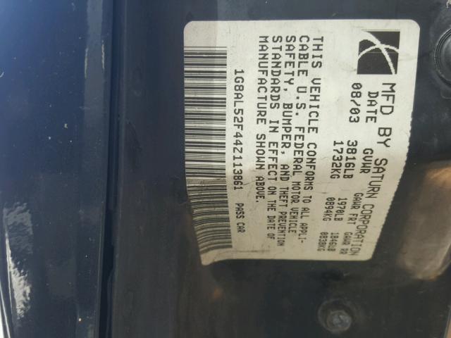 1G8AL52F44Z113861 - 2004 SATURN ION LEVEL BLACK photo 10