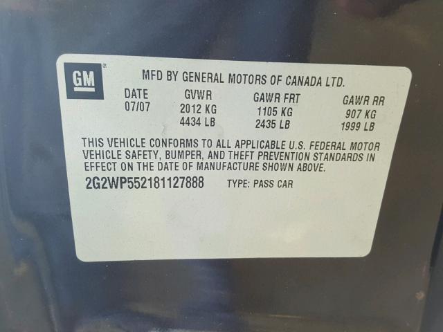 2G2WP552181127888 - 2008 PONTIAC GRAND PRIX Սև լուսանկար 10