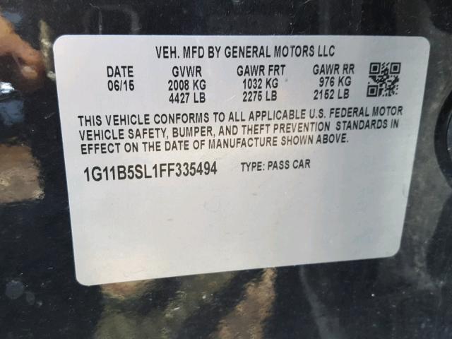 1G11B5SL1FF335494 - 2015 CHEVROLET MALIBU LS 石墨色 照片 10