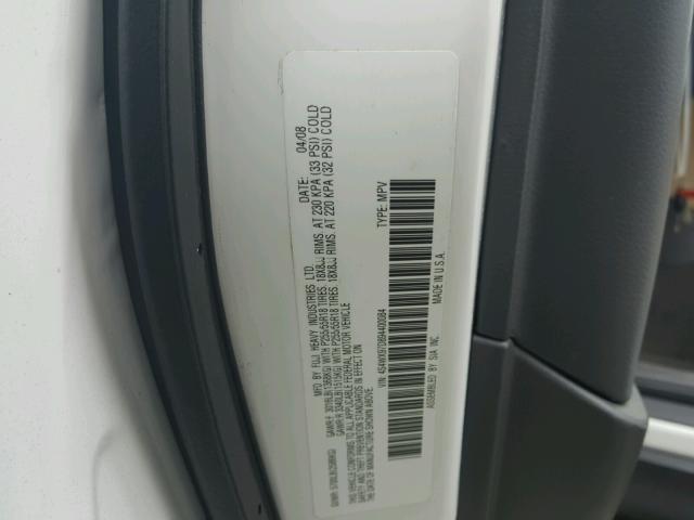 4S4WX97D894400084 - 2009 SUBARU TRIBECA LI WHITE photo 10