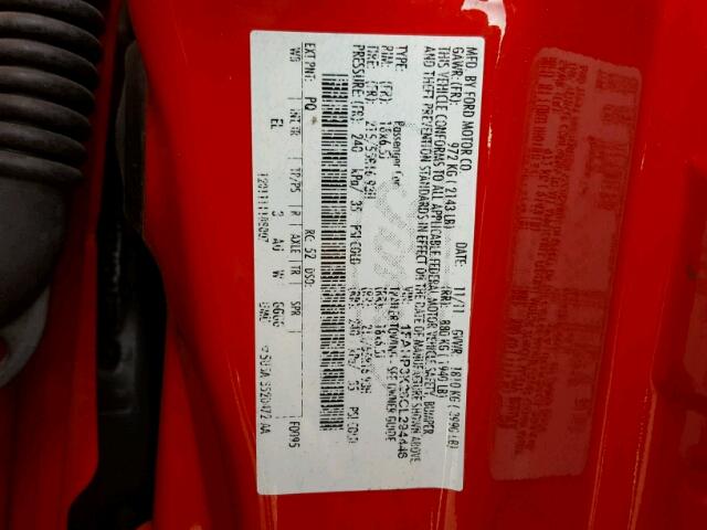 1FAHP3K26CL294446 - 2012 FORD FOCUS RED photo 10