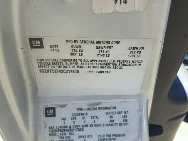 1G2NF52F42C217303 - 2002 PONTIAC GRAND AM S Gümüş foto 10