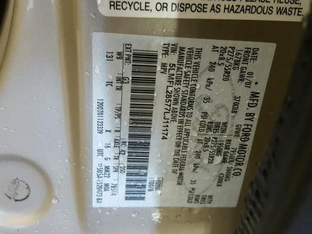 5LMFL28577LJ11174 - 2007 LINCOLN NAVIGATOR 米色 照片 10