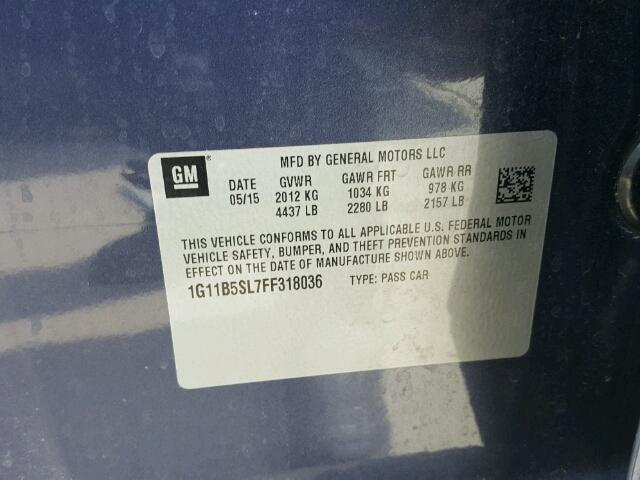 1G11B5SL7FF318036 - 2015 CHEVROLET MALIBU LS BLUE photo 10