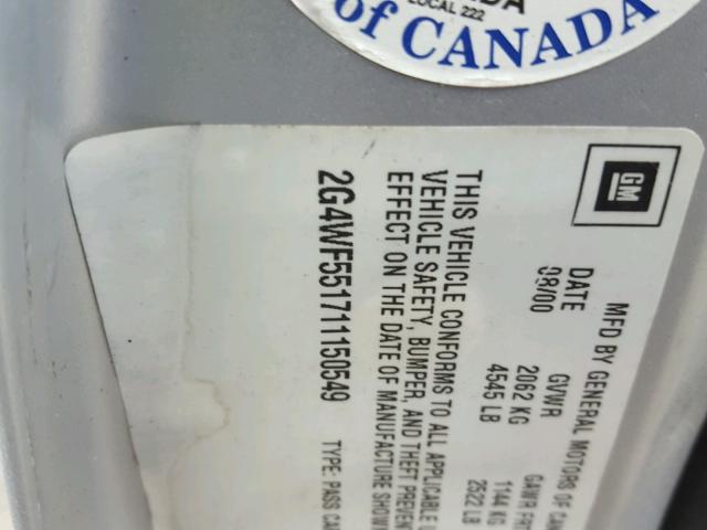 2G4WF551711150549 - 2001 BUICK REGAL GS SILVER photo 10