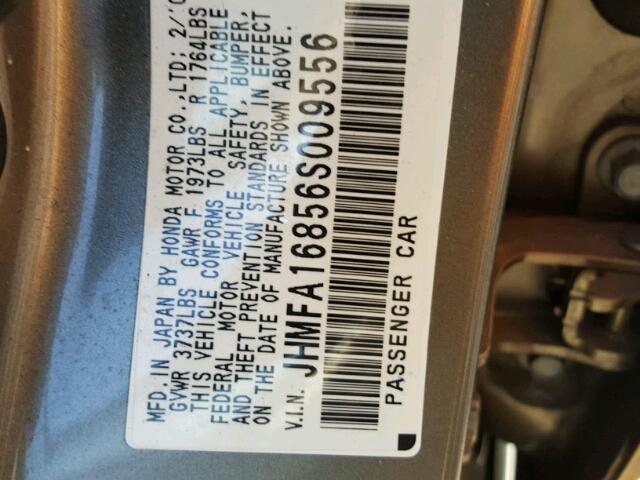 JHMFA16856S009556 - 2006 HONDA CIVIC EX Թուխ լուսանկար 10