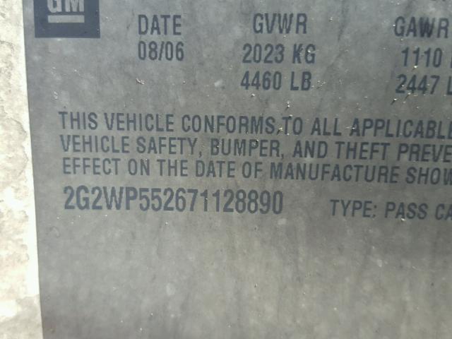 2G2WP552671128890 - 2007 PONTIAC GRAND PRIX WHITE photo 10